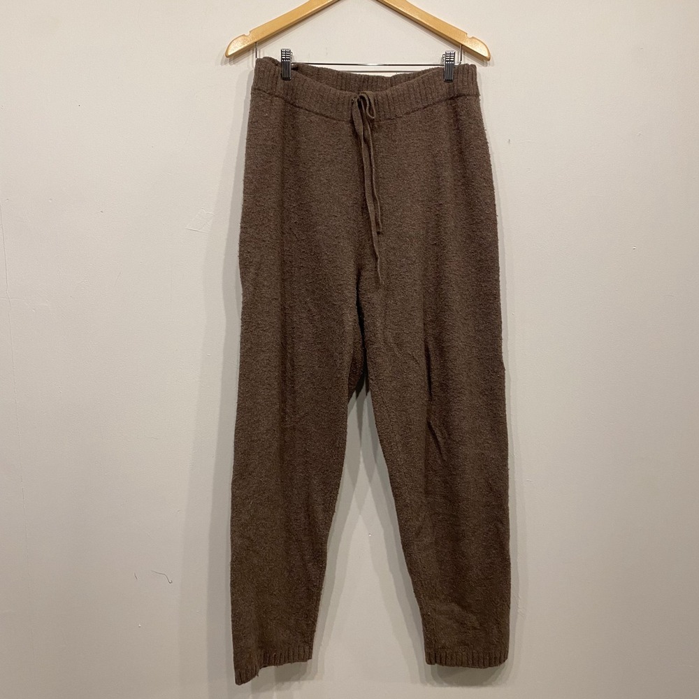 H&M Brown Knit Joggers Womens Large Drawstring Elastic Waist Lounge Pants
